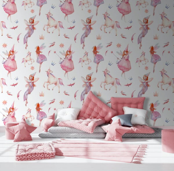 Pattern of fairies and unicorns Wall murals Pattern of fairies and unicorns