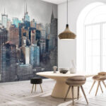 Wall murals New York City skyline illustration.