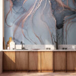Wall murals Abstract swirls in gray and copper.