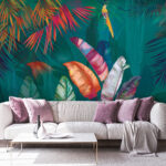 Wall murals Colorful tropical jungle foliage scene