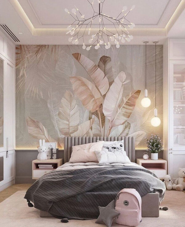 Wall murals Tropical leaves with pastel hues (SKU: u50468v1) Wall murals Wall murals Tropical leaves with pastel hues (SKU: u50468v1)