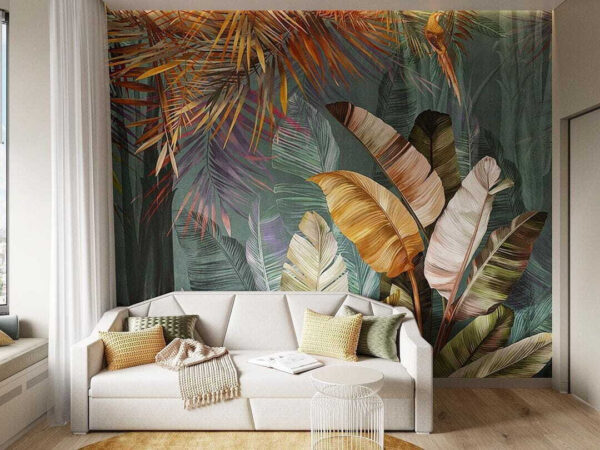 Wall murals Tropical foliage in vibrant hues