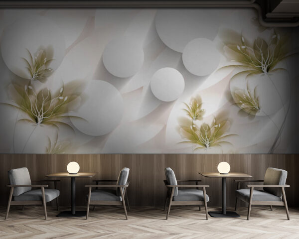 White and green floral design Wall murals White and green floral design