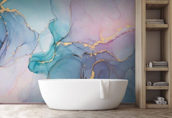 Ethereal Azure Flow with Pastel Hues Wall murals Ethereal Azure Flow with Pastel Hues