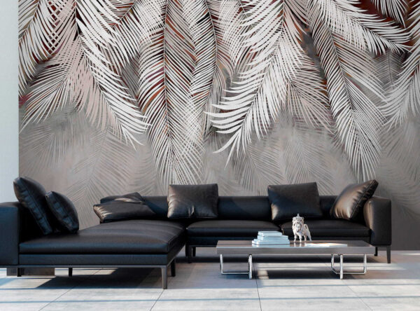Wall mural Wall mural Silver palm leaves on soft background (SKU: u48556v4)