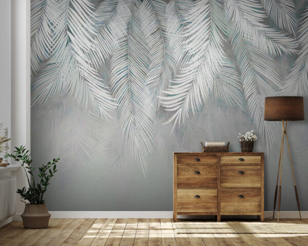 Wall murals Elegant white palm leaves pattern