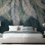 Wall murals Tropical palm leaves pattern background.