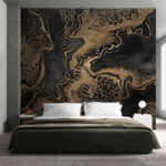 Wall murals Abstract waves on a dark canvas
