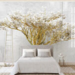 Wall murals Tree with white flowers