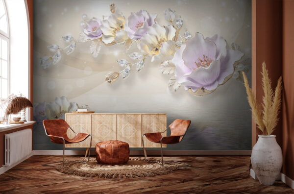 Delicate flowers with sparkling accents Wall murals Delicate flowers with sparkling accents