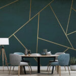 Wall murals Geometric lines on dark textured background.