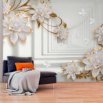 Wall murals White and orange flower