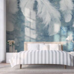 Wall murals Feathers floating over a soft background.