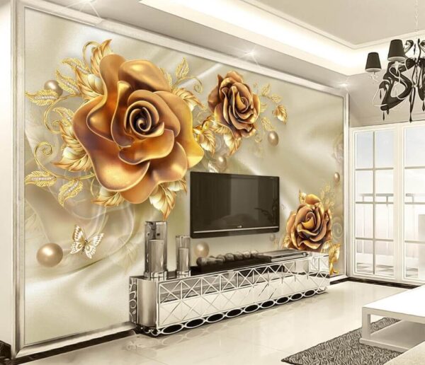 Elegant roses amidst delicate butterflies Wall murals Elegant roses amidst delicate butterflies
