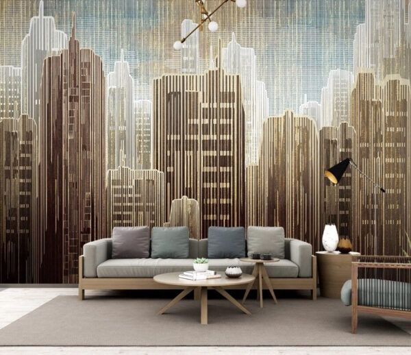 Urban skyline with vertical lines Wall murals Urban skyline with vertical lines