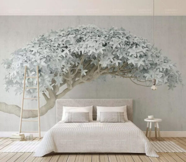Abstract tree with white foliage Wall murals Abstract tree with white foliage