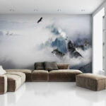 Wall murals Wolf standing in the snow