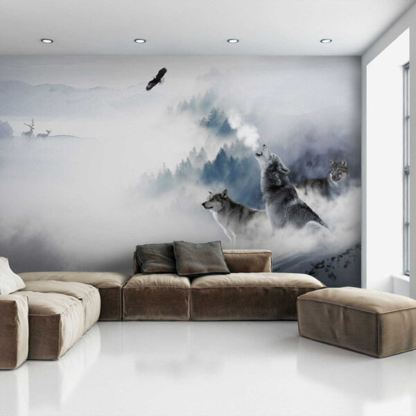 Wolf standing in the snow Wall murals Wolf standing in the snow