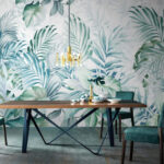 Wall murals Lush tropical leaves pattern design