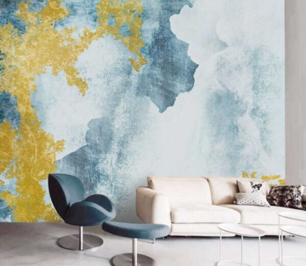 Abstract teal and yellow swirl pattern Wall murals Abstract teal and yellow swirl pattern