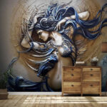 Wall murals Mystical woman in swirling blues.