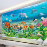 Wall murals Dolphin swimming in the water