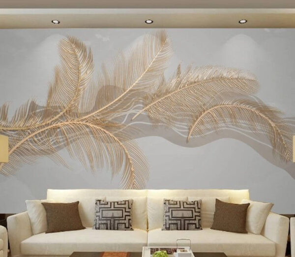 Elegant feather art in beige tones Wall murals Elegant feather art in beige tones