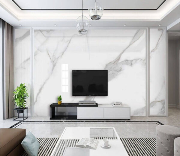 White marble surface with black veins Wall murals White marble surface with black veins