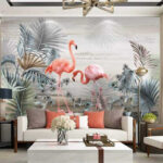 Wall murals Flamingos among tropical foliage.