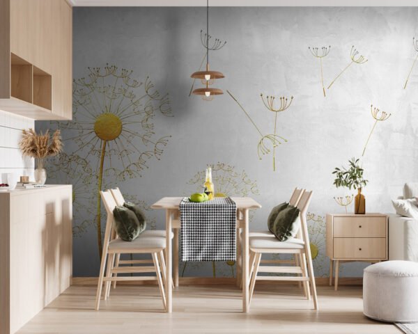 Yellow dandelions with seeds Wall murals Yellow dandelions with seeds