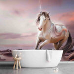Wall murals Mystical unicorn in serene sunset