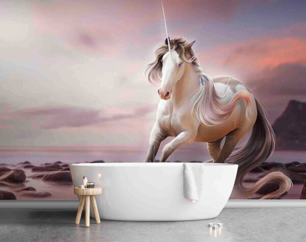 Mystical unicorn in serene sunset Wall murals Mystical unicorn in serene sunset