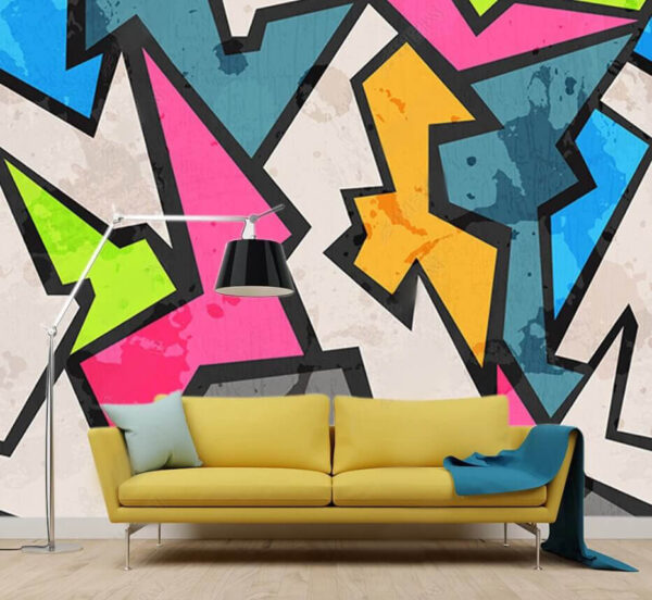 Yellow and black triangle Wall murals Yellow and black triangle