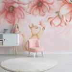 Wall murals Cat with a butterfly on its paw
