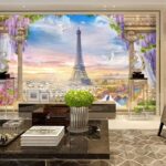 Wall murals Tower with birds in the background