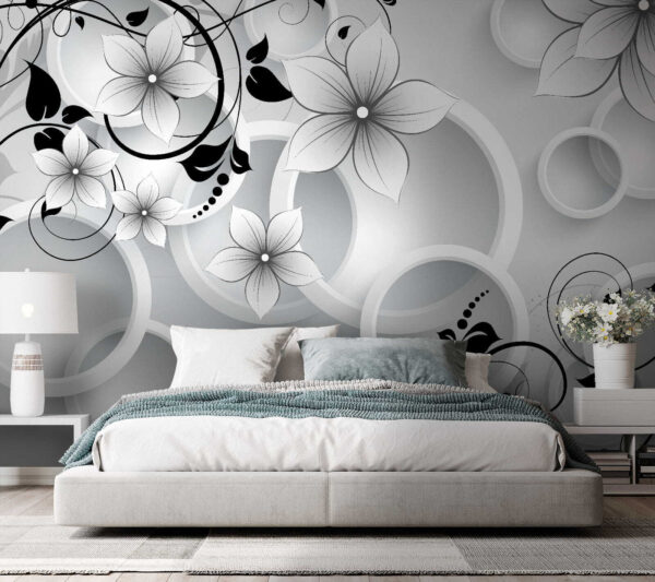 Flower with a black and white design Wall murals Flower with a black and white design