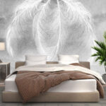 Wall murals Soft, delicate feathers against muted backdrop