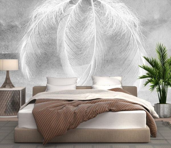 Soft, delicate feathers against muted backdrop Wall murals Soft, delicate feathers against muted backdrop