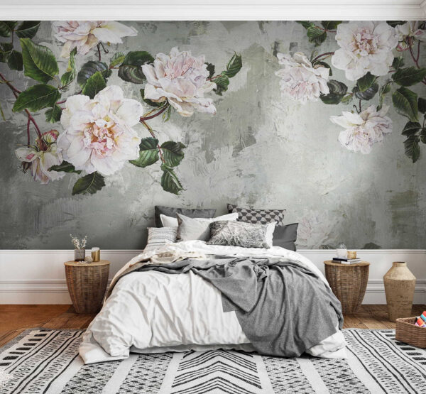 Elegant roses on textured background Wall murals Elegant roses on textured background