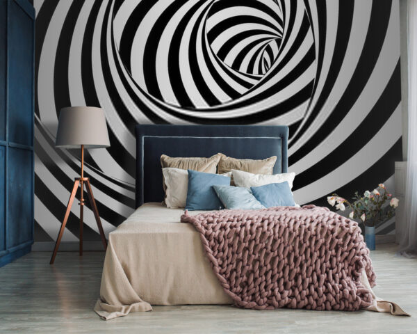 Black and white spiral pattern Wall murals Black and white spiral pattern