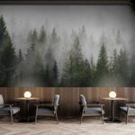Wall murals Foggy forest in the morning mist.
