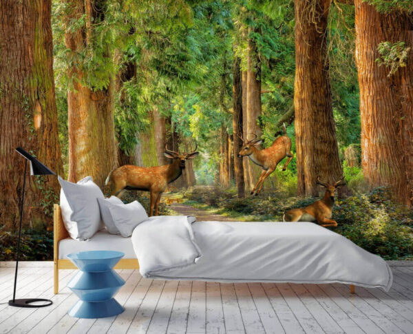 Group of deer in a forest Wall murals Group of deer in a forest