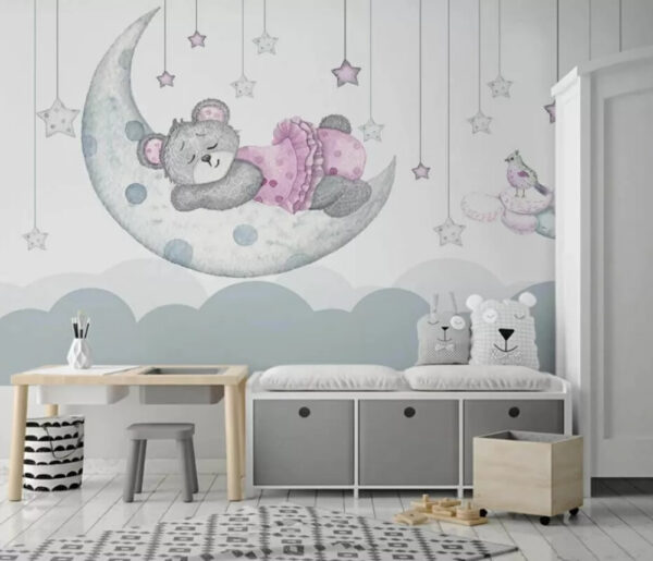 Watercolor of a teddy bear wearing a dress Wall murals Watercolor of a teddy bear wearing a dress