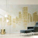 Wall murals City skyline made out of small squares