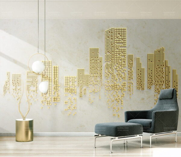 City skyline made out of small squares Wall murals City skyline made out of small squares