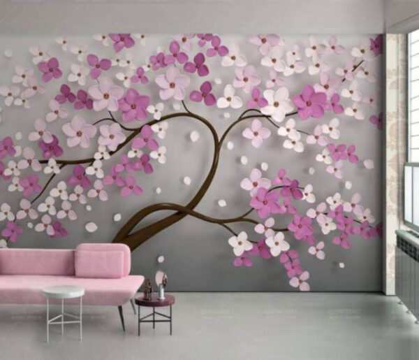 Tree with pink and white flowers Wall murals Tree with pink and white flowers