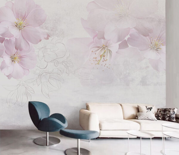 Delicate blossoms in soft pastel hues Wall murals Delicate blossoms in soft pastel hues