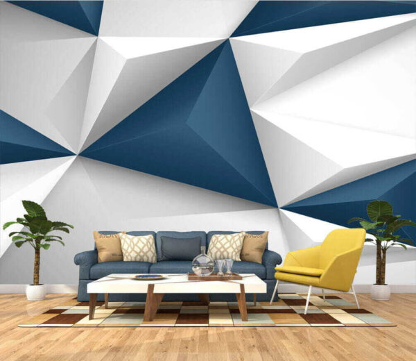 White and blue geometric shapes Wall murals White and blue geometric shapes