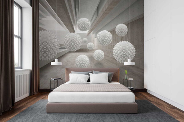 White sphere with triangles Wall murals White sphere with triangles
