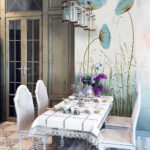 Wall murals Blue flowers dance in gentle breeze.
